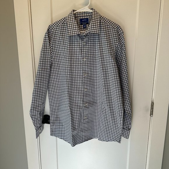 Apt. 9 Other - Apt. 9 Large Button Down Navy Blue Checkered Slim Fit Premier Flex